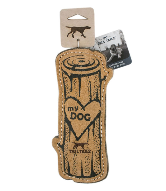 Natural Leather & Wool Love My Dog Log Dog Toy - US 8870