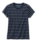 Women's Soft Stretch Supima-Blend Tee, Crewneck Short-Sleeve Striped - US 3370
