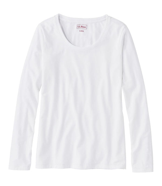 Women's Soft Stretch Supima-Blend Tee, Scoopneck Long-Sleeve - US 8617