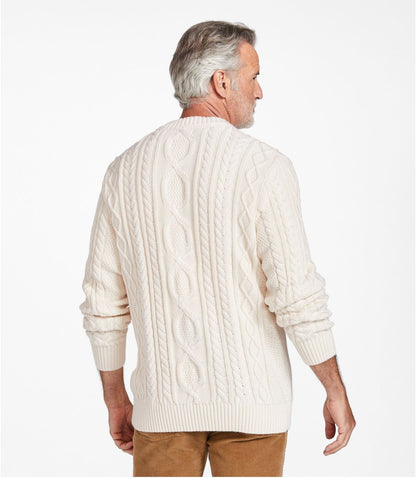 Men's Bean's Heritage Soft Cotton Fisherman Sweater, Crewneck - US 9064