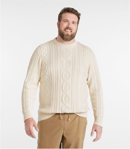 Men's Bean's Heritage Soft Cotton Fisherman Sweater, Crewneck - US 9064