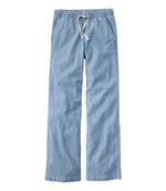 Women's Lakewashed Pull-On Chinos, Mid-Rise Wide-Leg Chambray - US 9201