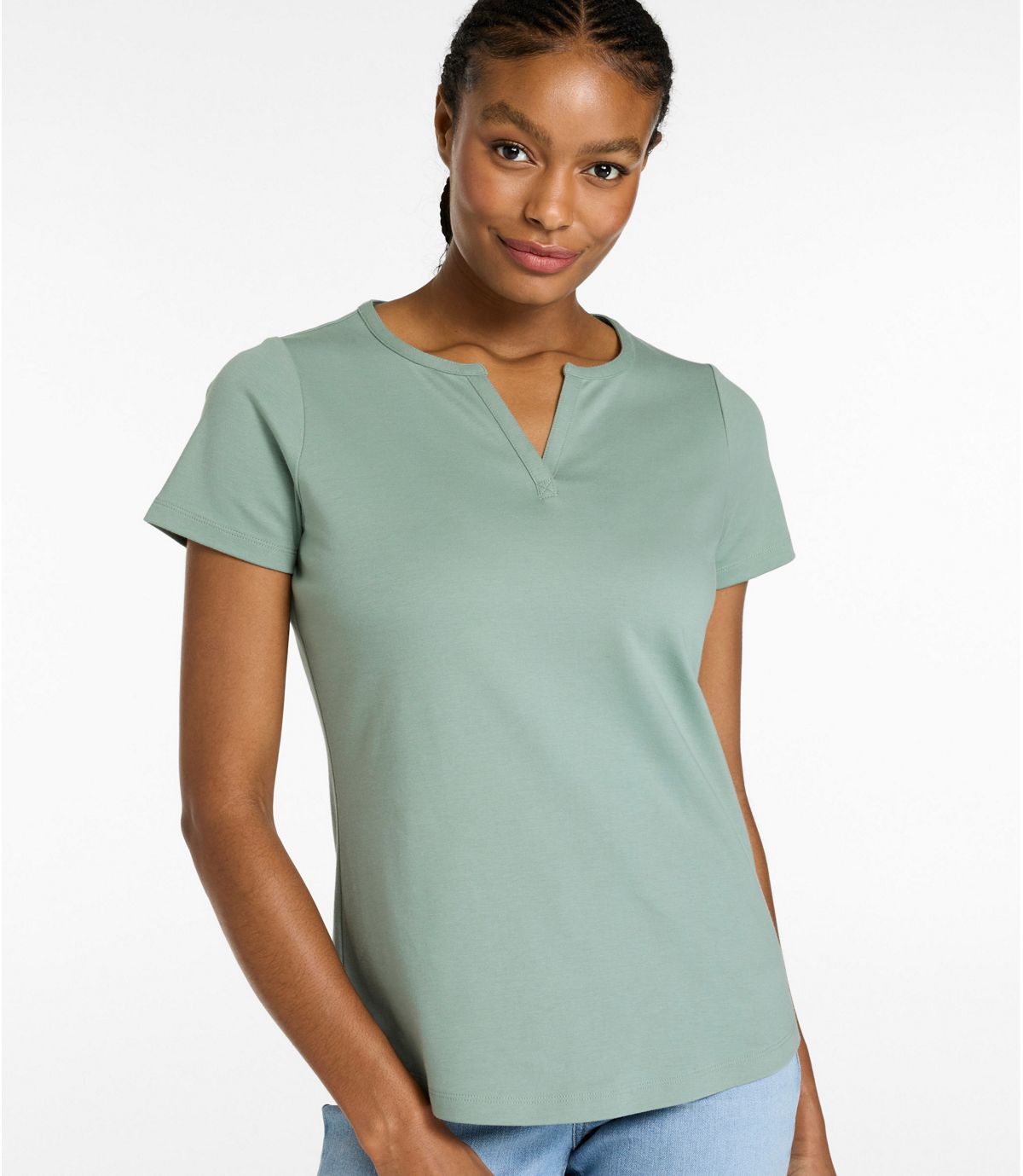 Women's L.L.Bean Tee, Short-Sleeve Notch-Neck - US 3797