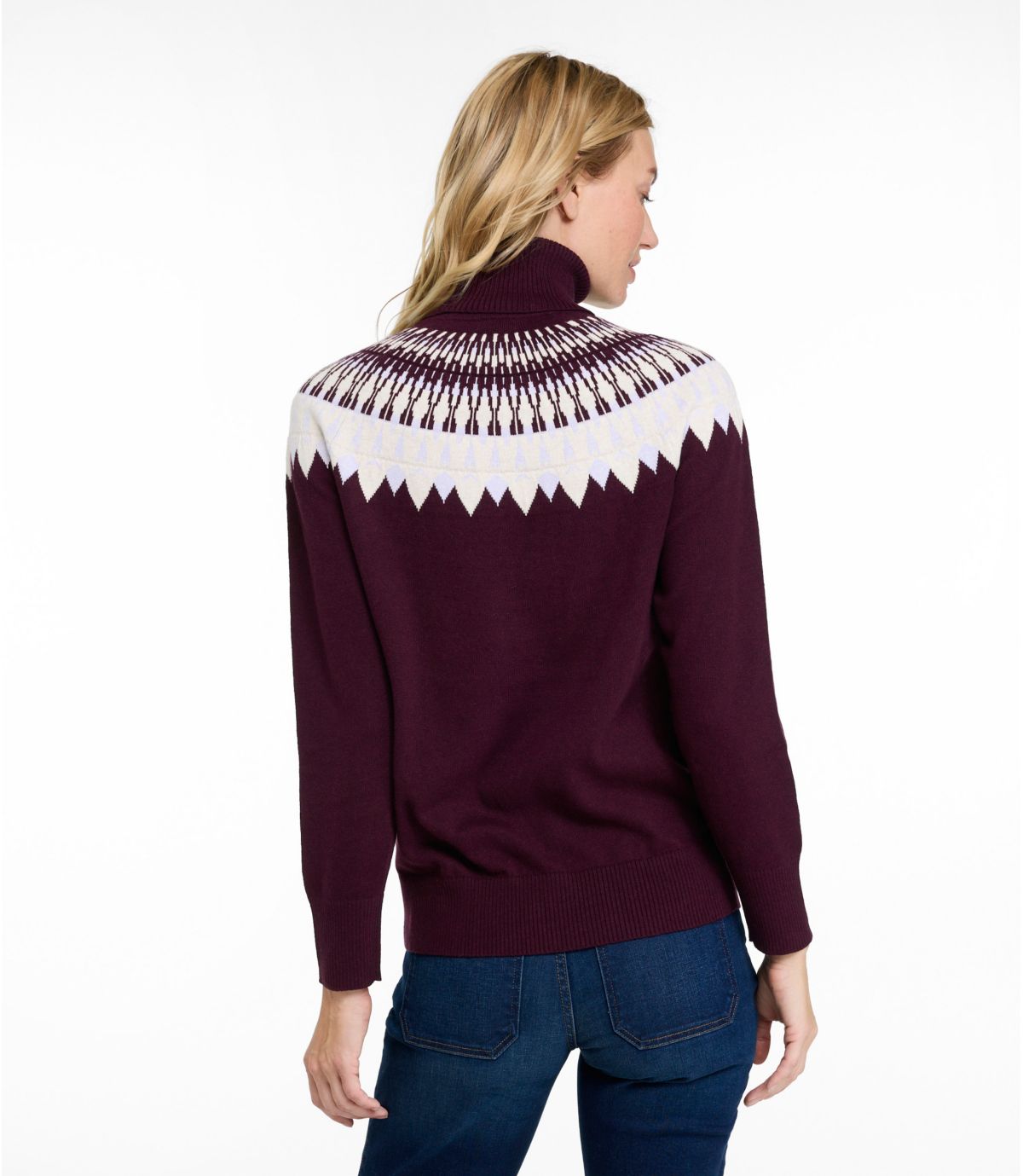 Women's Cotton/Cashmere Sweater, Turtleneck Fair Isle - US 4833
