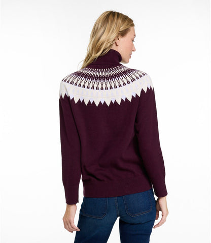 Women's Cotton/Cashmere Sweater, Turtleneck Fair Isle - US 4833