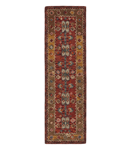 Double Border Wool Hooked Runner, Sienna Multi - US 6080
