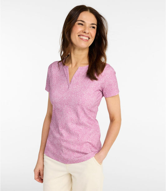 Women's L.L.Bean Tee, Short-Sleeve Notch-Neck Print - US 4725