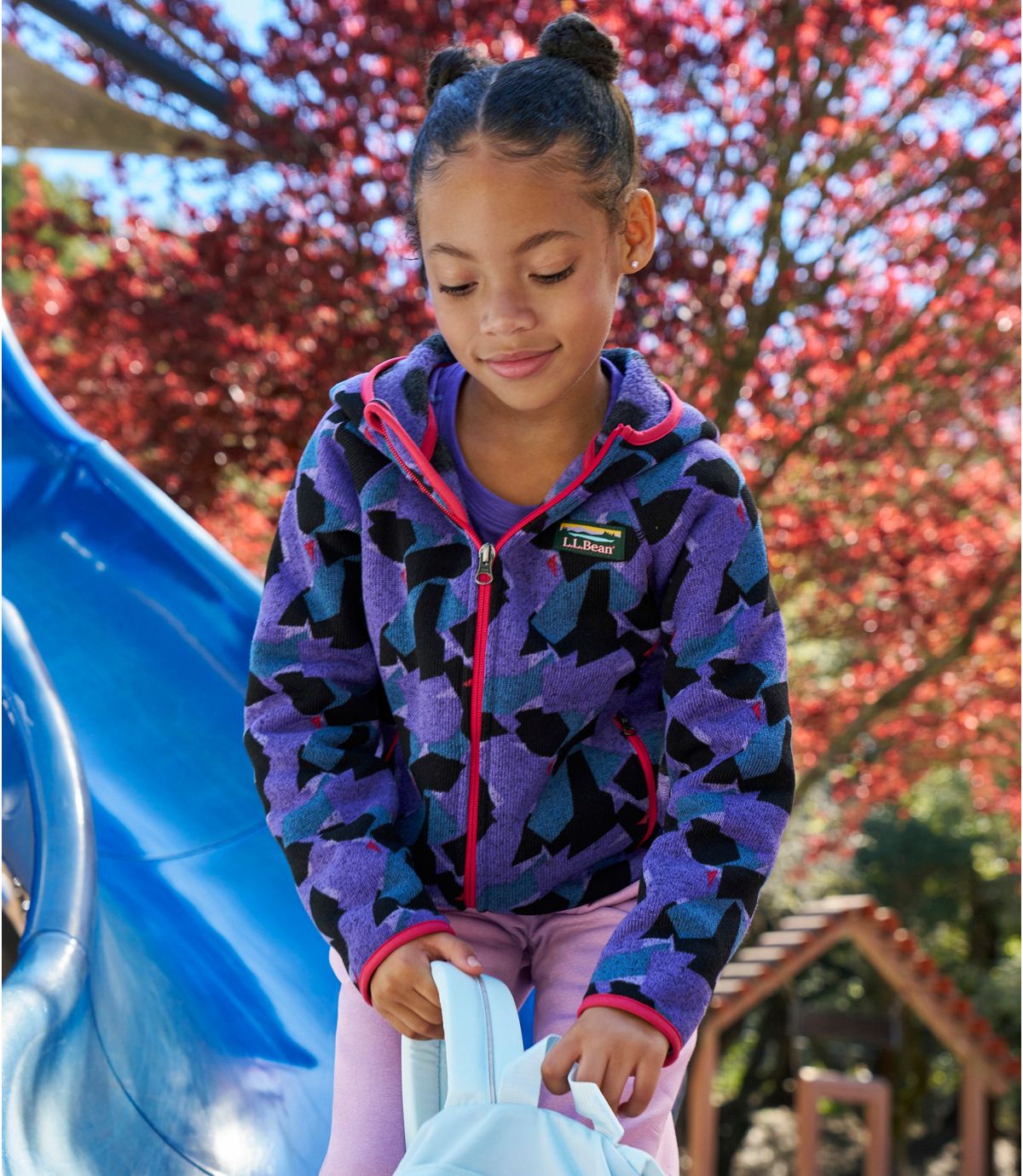 Kids' L.L.Bean Sweater Fleece, Hooded Print - US 1003