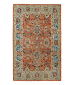 Single Border Terracotta Wool Tufted Rug - US 0453