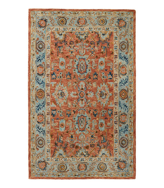 Single Border Terracotta Wool Tufted Rug - US 0453