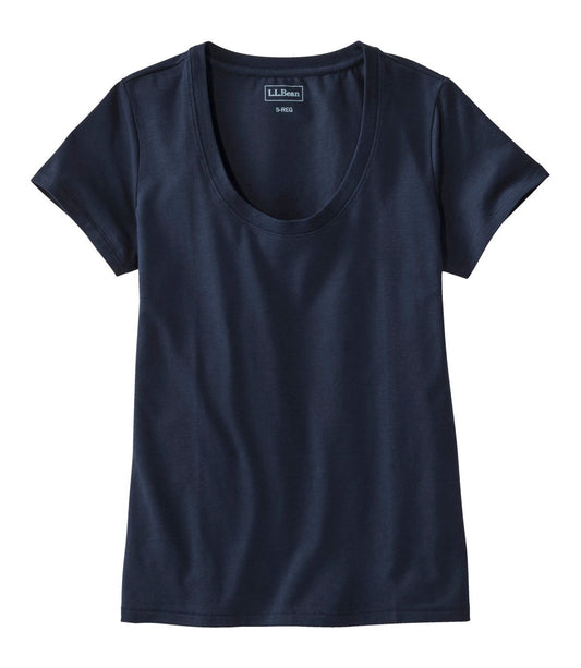 Women's Soft Stretch Supima-Blend Tee, Scoopneck Short-Sleeve - US 8433