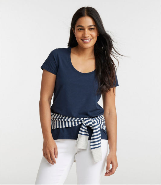 Women's Soft Stretch Supima-Blend Tee, Scoopneck Short-Sleeve - US 8433