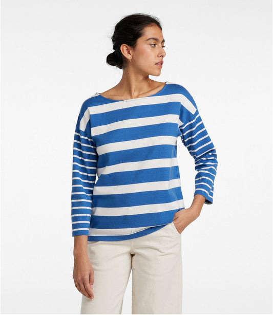 Women's Heritage Mariner Top, Boatneck Three-Quarter-Sleeve Blocked Stripe - US 3224