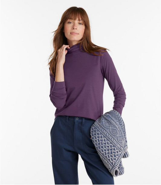 Women's Soft Stretch Supima-Blend Tee, Turtleneck - US 6753