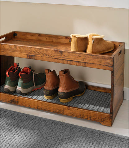 Rustic Wooden Two Tier Boot Tray - US 3648