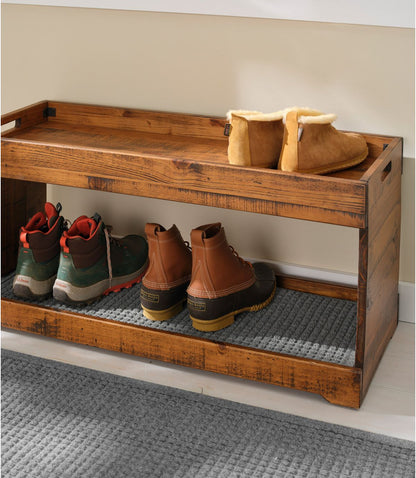 Rustic Wooden Two Tier Boot Tray - US 3648