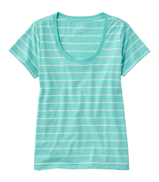 Women's Soft Stretch Supima-Blend Tee, Scoopneck Short-Sleeve Stripe - US 0984