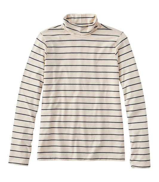 Women's Soft Stretch Supima-Blend Tee, Turtleneck Stripe - US 9734