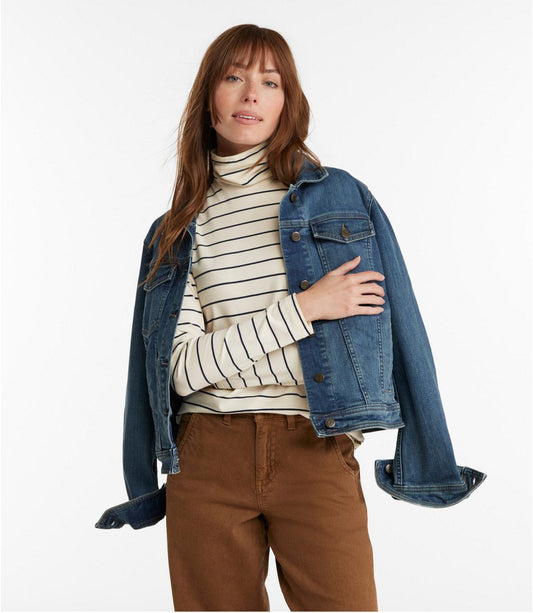 Women's Soft Stretch Supima-Blend Tee, Turtleneck Stripe - US 9734