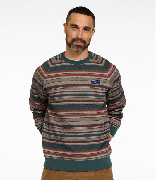 Men's Quilted Sweatshirt, Crewneck, Stripe - US 7984