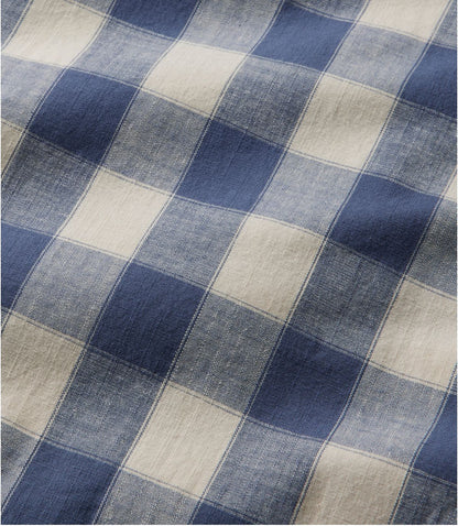 Men's Comfort Stretch® Chambray Shirt, Slightly Fitted Untucked Fit, Short-Sleeve, Plaid - US 5469