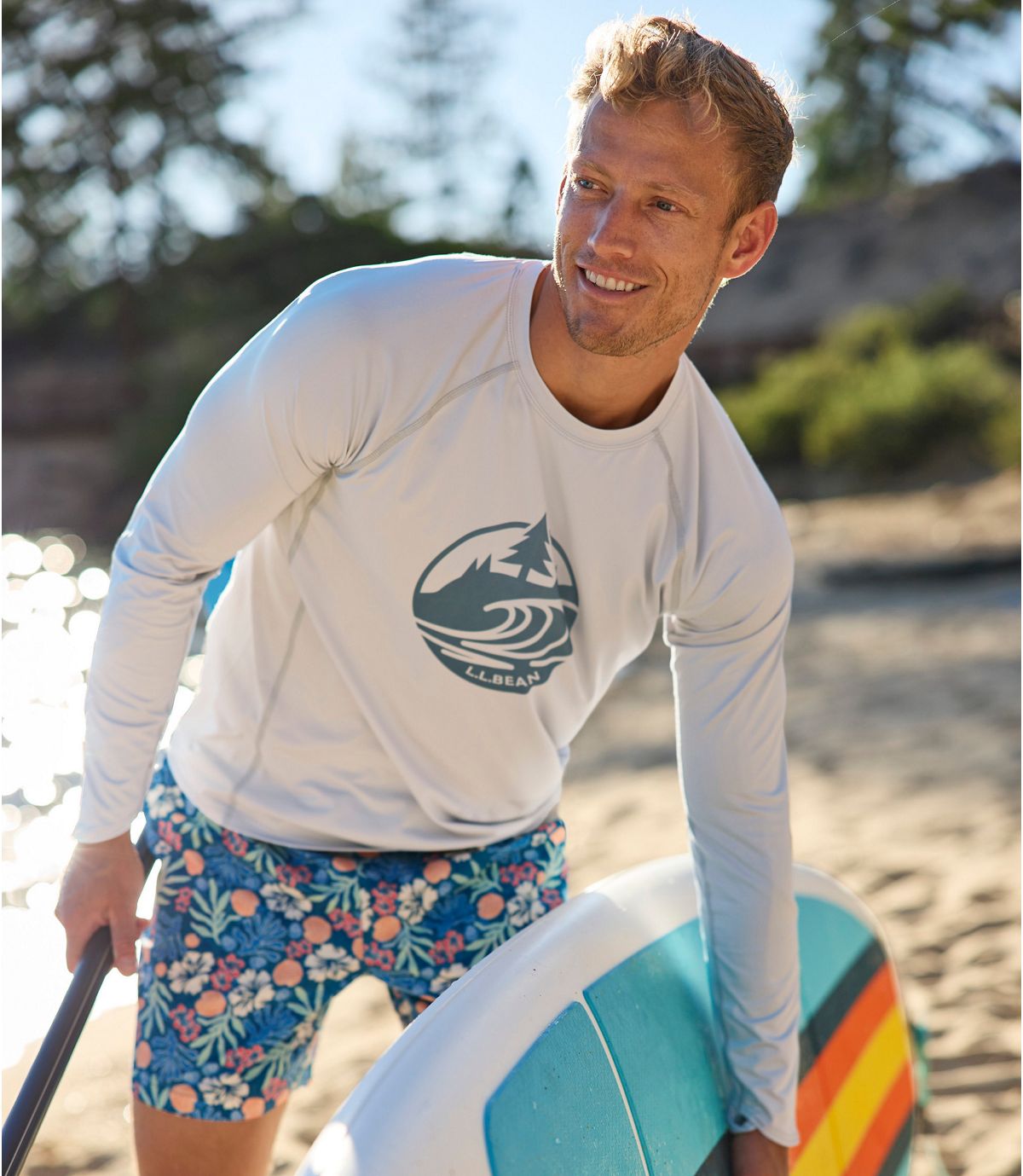Men's Vacationland Stretch Swim Trunks, Print, 6" - US 8994