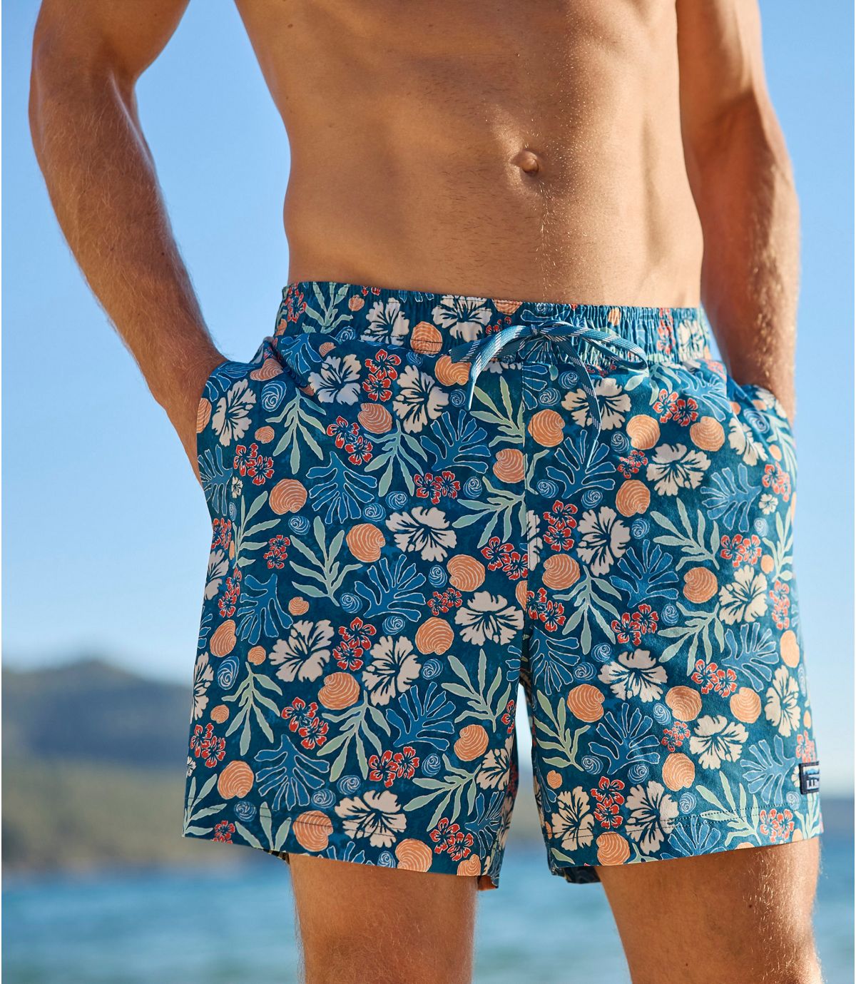 Men's Vacationland Stretch Swim Trunks, Print, 6" - US 8994