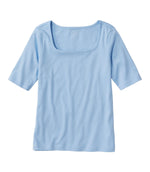 Women's Pima Cotton Tee, Soft Squareneck Elbow-Sleeve - US 6725