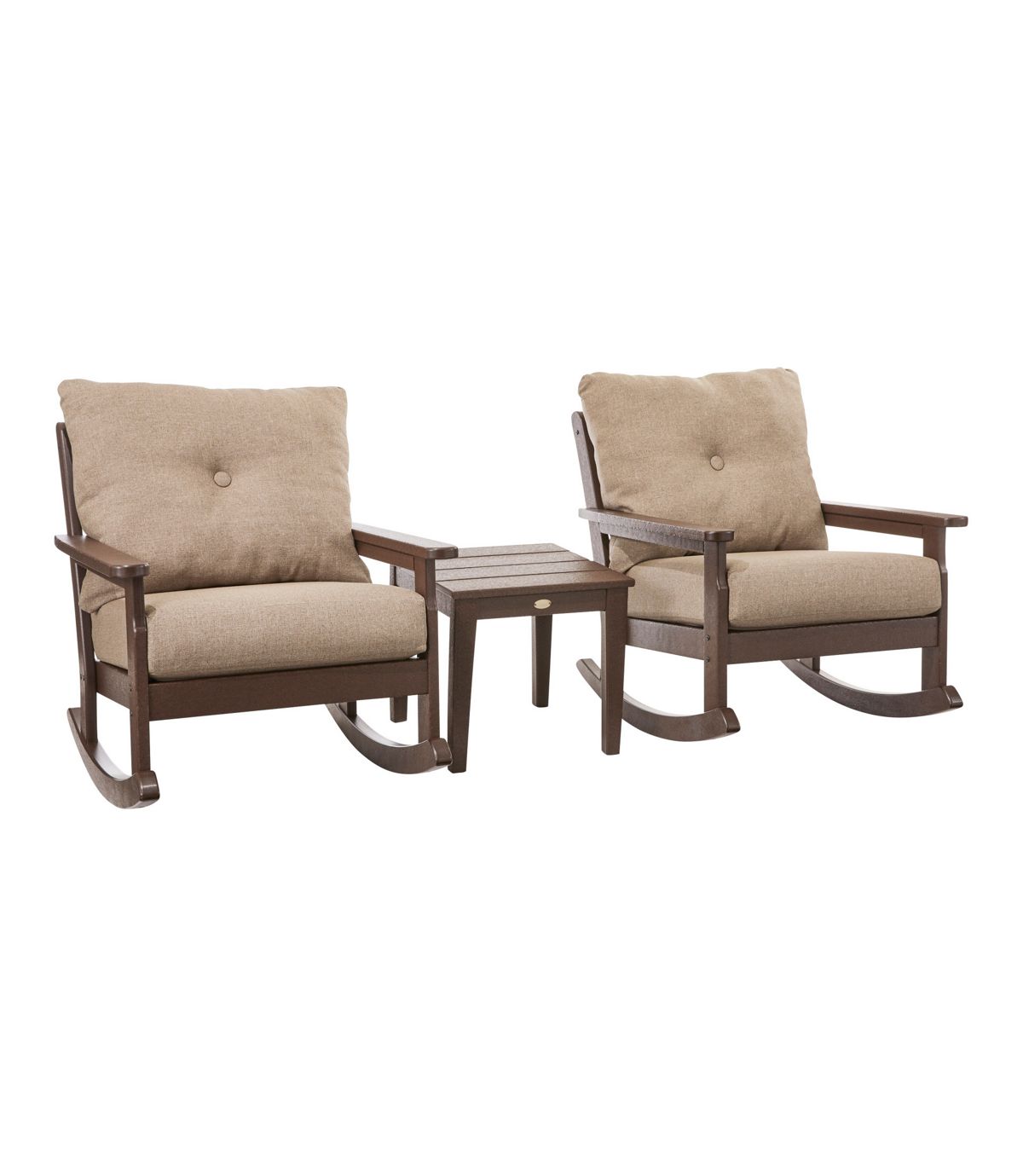 All-Weather Patio Rocker Set with Side Table, Mahogany - US 6641