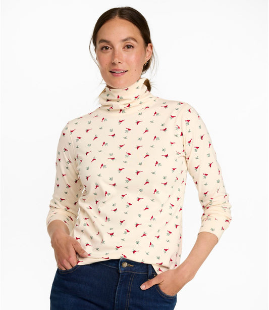 Women's L.L.Bean Interlock Turtleneck, Long-Sleeve Allover Print - US 3851