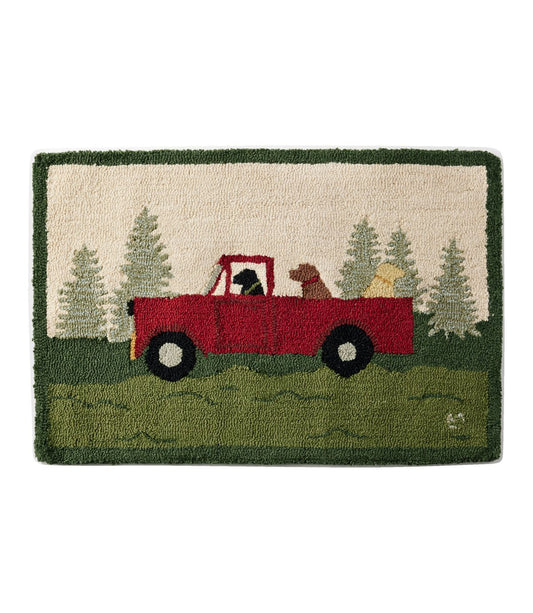 Wool Hooked Novelty Rug, Dog Caravan - US 5248
