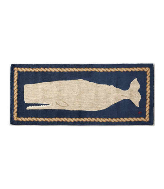 Wool Hooked Novelty Runner, Whale - US 2138