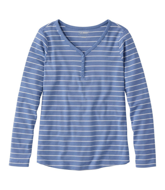 Women's L.L.Bean V-Neck Henley, Long-Sleeve Stripe - US 8561