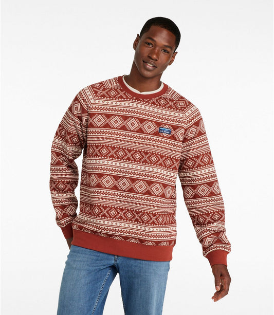 Men's Bean's Quilted Sweatshirt, Crewneck, Print - US 6752