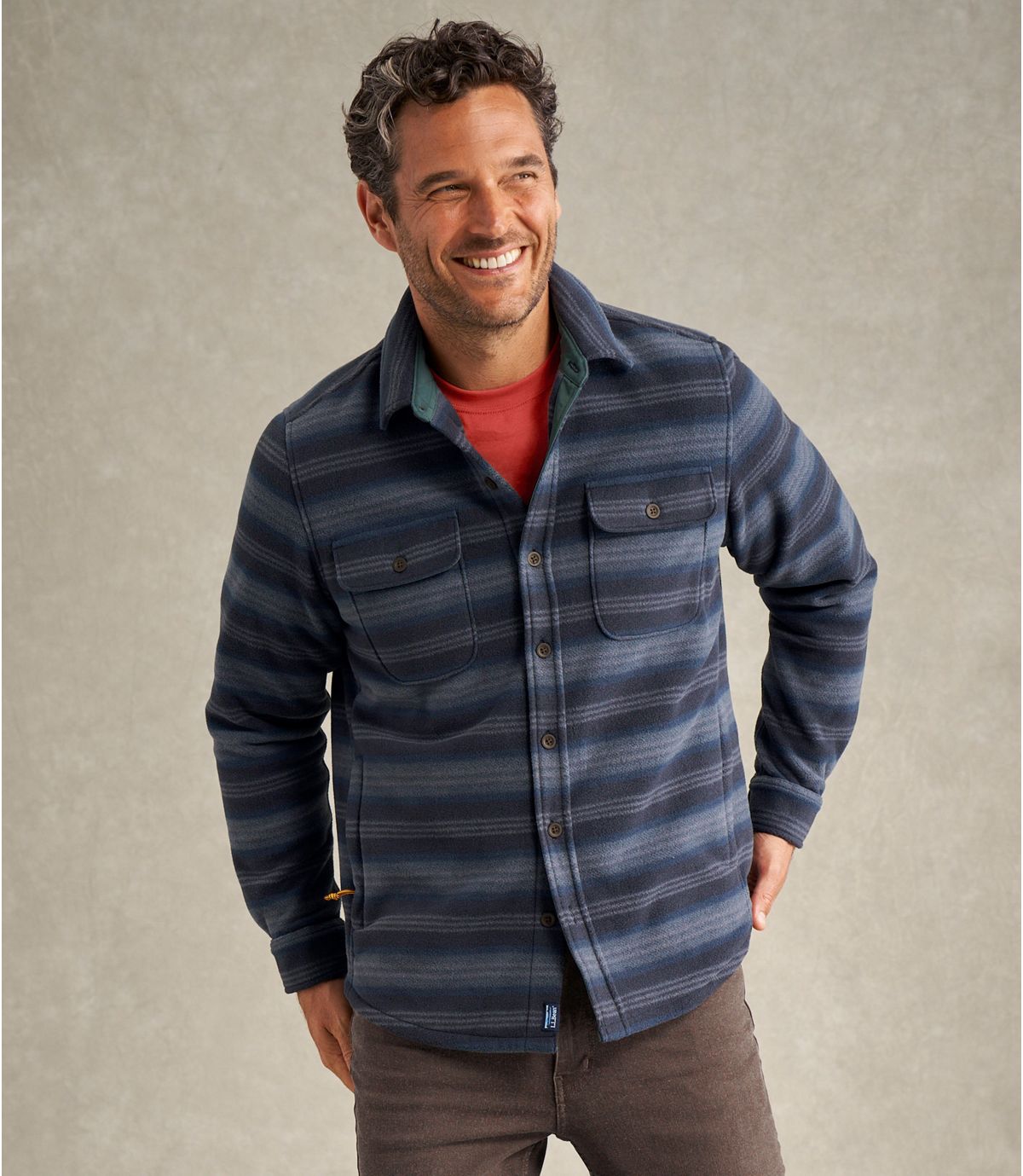 Men's Bean's Mariner Fleece Shirt, Print - US 5088