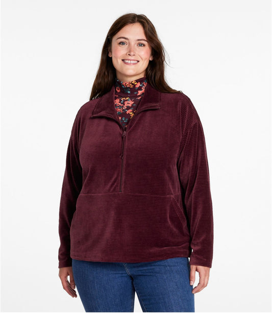 Women's Soft Stretch Corduroy Pullover, Half-Zip - US 4459