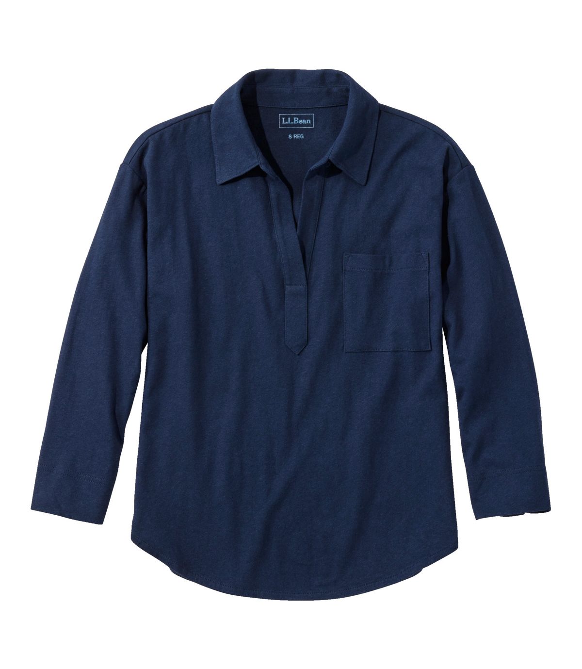 Women's Lakeside Linen/Cotton Tee, Three-Quarter-Sleeve Splitneck Polo - US 5678