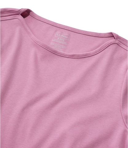 Women's Pima Cotton Tee, Elbow-Sleeve Boatneck - US 9695