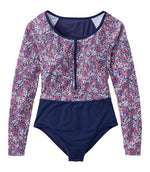 Women's Coastal Essentials Swimwear, Long-Sleeve Tanksuit Print - US 2053