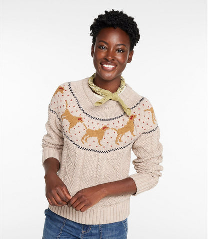 Women's Signature Cotton Fisherman Sweater, Crewneck Novelty - US 9735