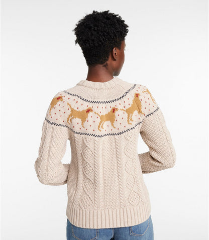 Women's Signature Cotton Fisherman Sweater, Crewneck Novelty - US 7185