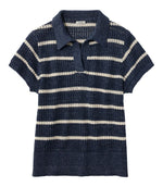 Women's Organic Cotton Slub Pointelle Sweater, Polo - US 6790
