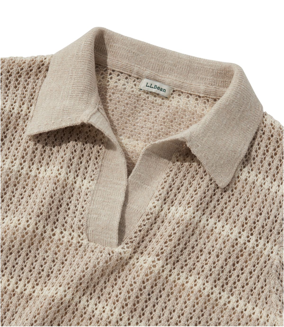 Women's Organic Cotton Slub Pointelle Sweater, Polo - US 6790