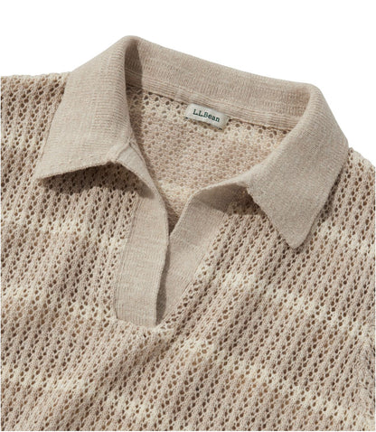 Women's Organic Cotton Slub Pointelle Sweater, Polo - US 6790