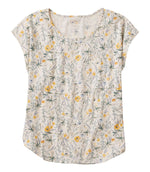 Women's Lakeside Linen/Cotton Tee, Short-Sleeve Scoopneck Print - US 2437