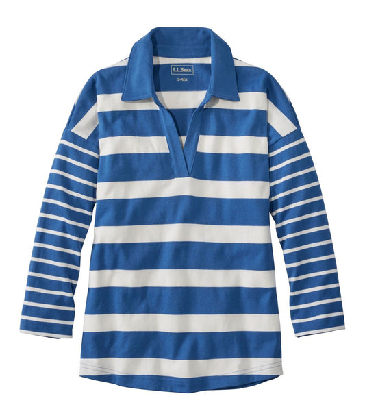 Women's Heritage Mariner Top, Splitneck Polo Three-Quarter-Sleeve, Block Stripe - US 2895