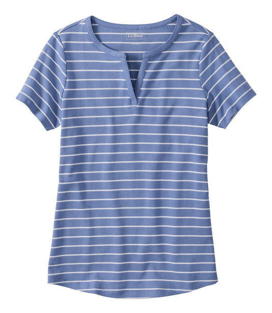 Women's L.L.Bean Tee, Short-Sleeve Notch-Neck Stripe - US 6298