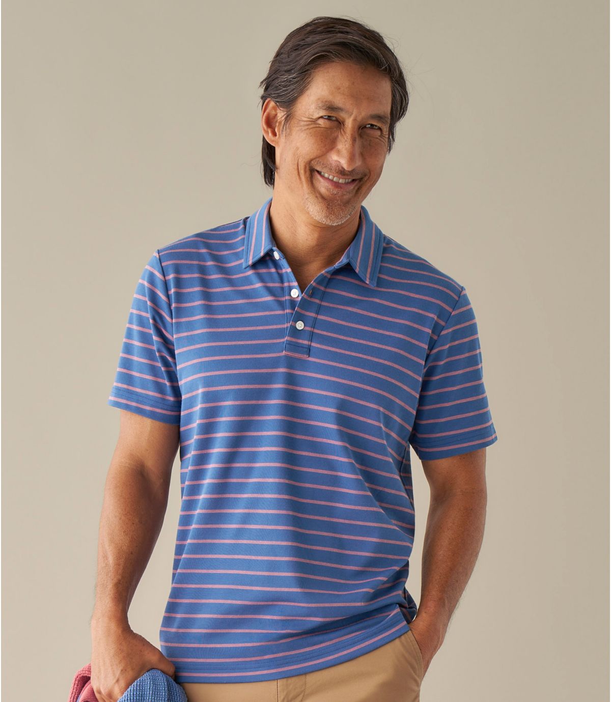 Men's Comfort Stretch Performance® Polo, Short-Sleeve, Slightly Fitted, Stripe - US 0177