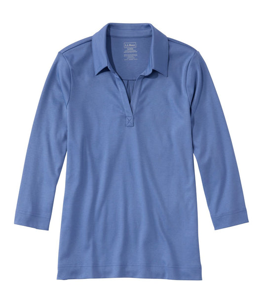 Women's Pima Cotton Tee, Three-Quarter-Sleeve Polo - US 3755