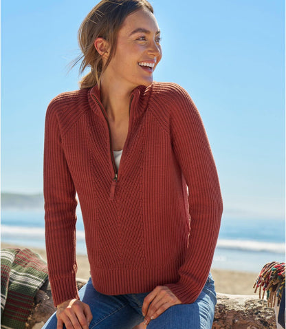 Women's Mariner Shaker Sweater, Quarter-Zip - US 5643